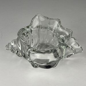 Vintage AVON Clear Glass Seashell Candle Holder Coastal Decor Trinket Ring Dish